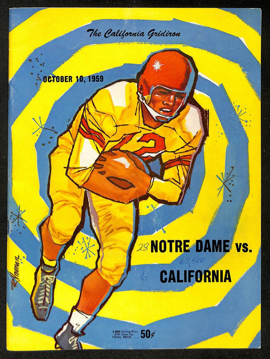 1959 California vs Notre Dame Vintage College Football Game Program 196484