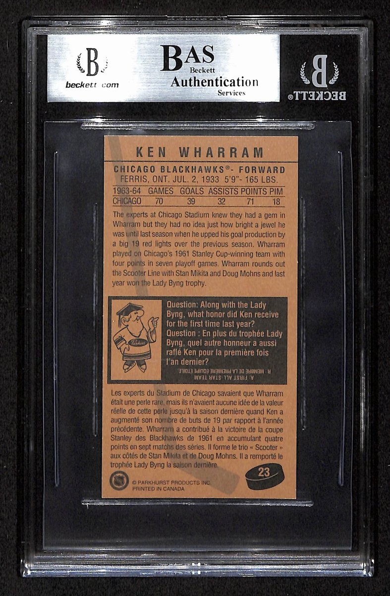 1994 Parkhurst Tall Boys Ken Wharram Signed Card #23 Chicago BAS/Beckett 195975