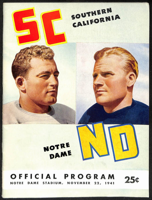 1941 USC vs Notre Dame Vintage College Football Game Program 195821