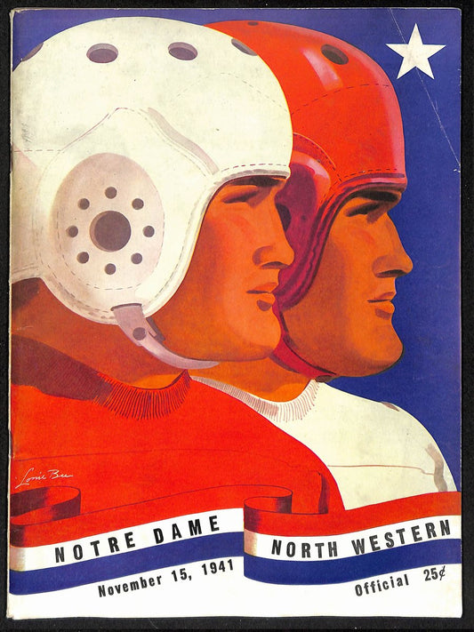 1941Northwestern vs Notre Dame Vintage College Football Game Program 195822