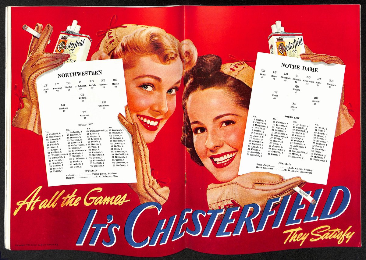1941Northwestern vs Notre Dame Vintage College Football Game Program 195822