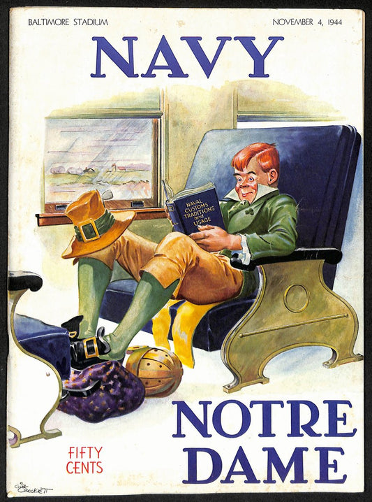 1944 Navy Midshipmen vs Notre Dame Vintage College Football Game Program 194575