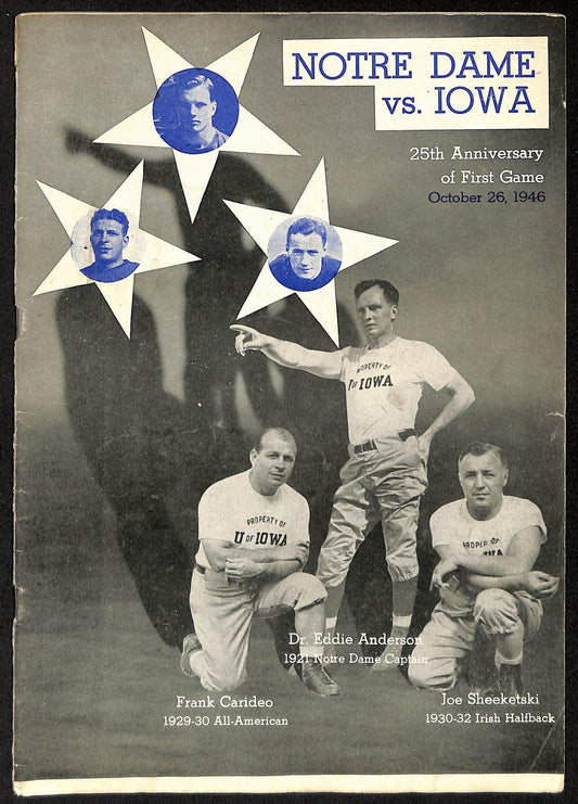 1946 Iowa vs Notre Dame Rare Vintage College Football Game Program 194577