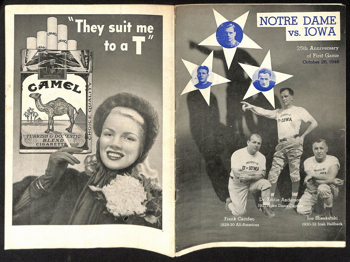 1946 Iowa vs Notre Dame Rare Vintage College Football Game Program 194577