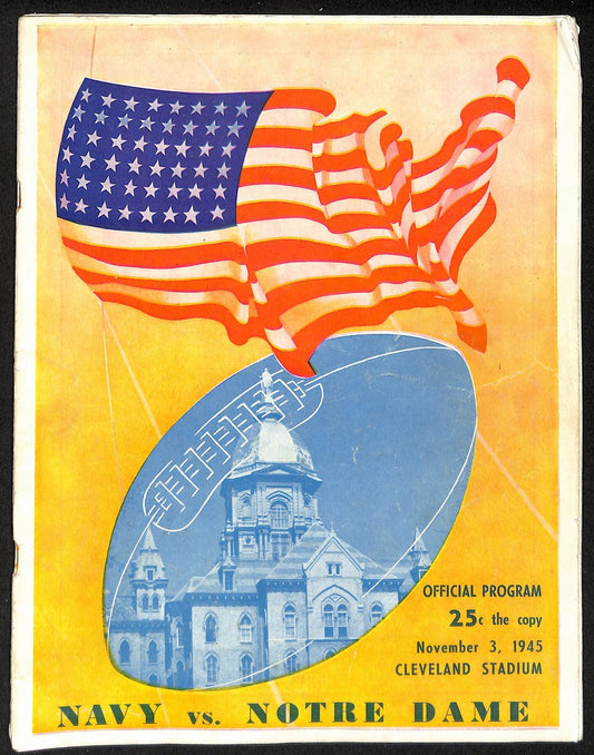 1945 Navy vs Notre Dame Rare Vintage College Football Game Program 194581