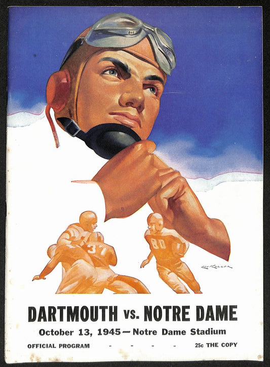 1945 Dartmouth vs Notre Dame Rare Vintage College Football Game Program 194583