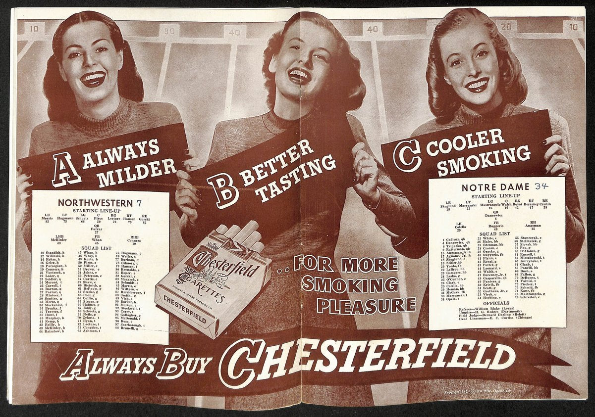 1945 Northwestern vs Notre Dame Vintage College Football Game Program 194584