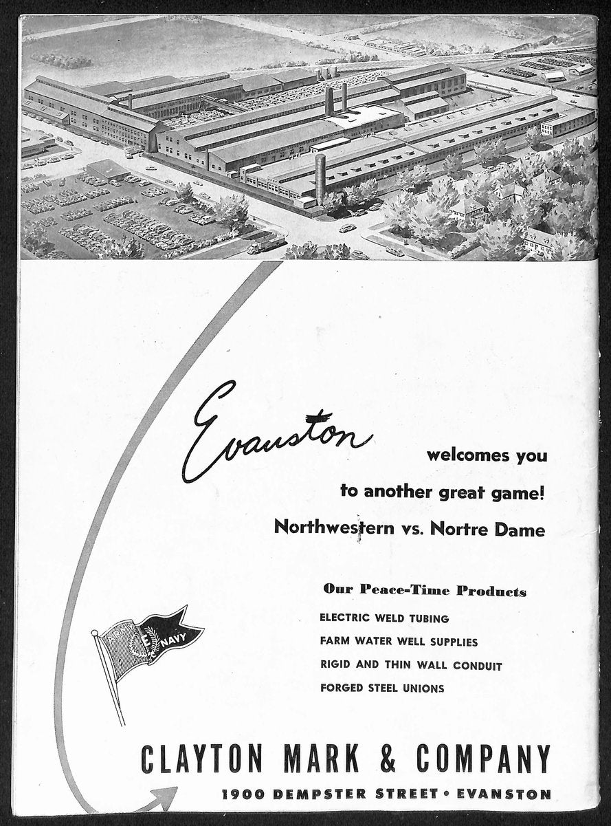 1945 Northwestern vs Notre Dame Vintage College Football Game Program 194584