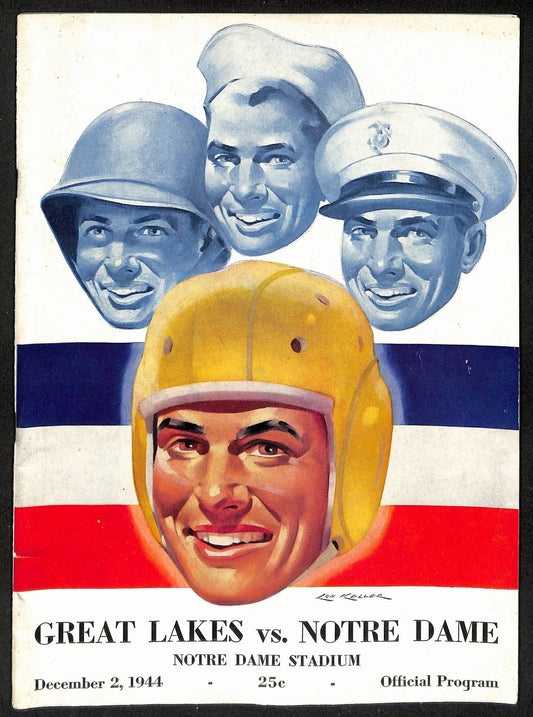 1944 Great Lakes vs Notre Dame Vintage College Football Game Program 194585