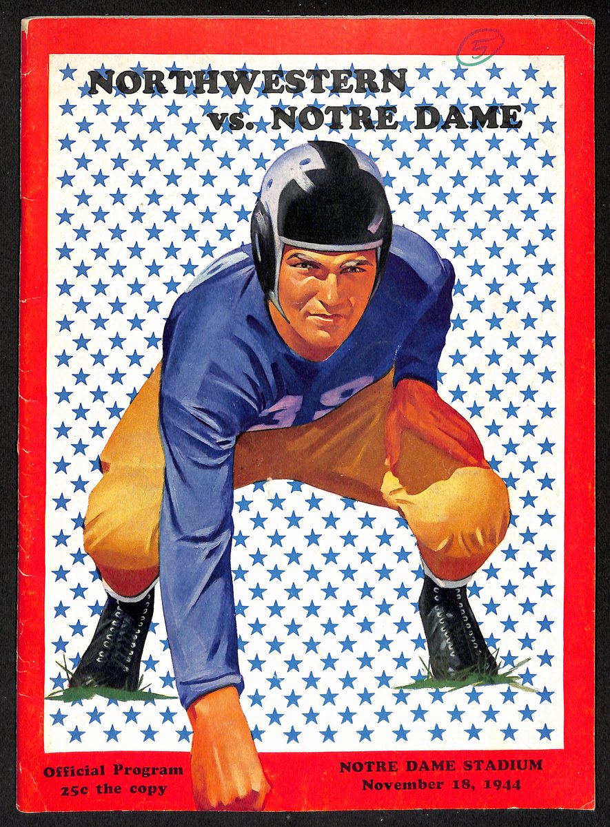 1944 Northwestern vs Notre Dame Vintage College Football Game Program 194586