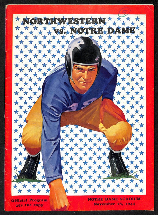 1944 Northwestern vs Notre Dame Vintage College Football Game Program 194586