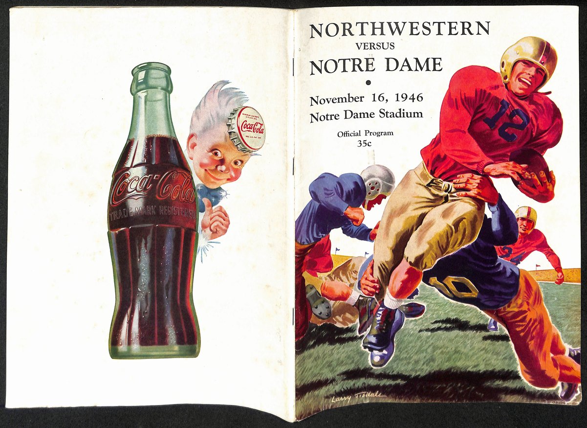 1946 Northwestern vs Notre Dame Vintage College Football Game Program 194588