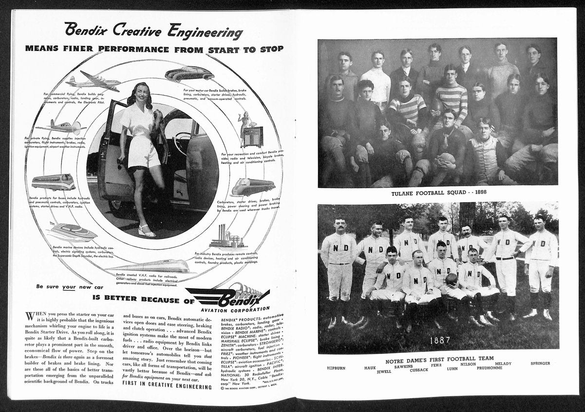 1947 Tulane vs Notre Dame Vintage College Football Game Program 194593