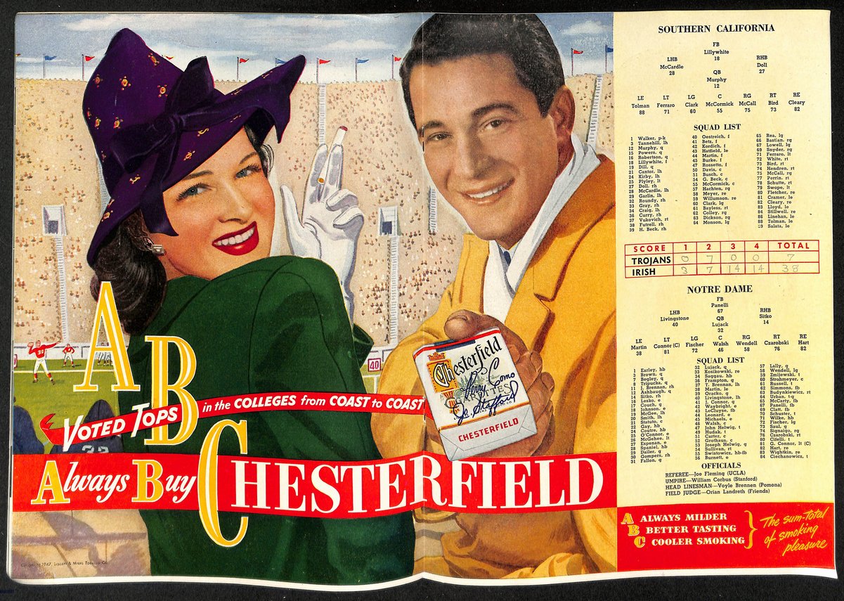 1947 Notre Dame @ USC Vintage College Football Game Program 194594