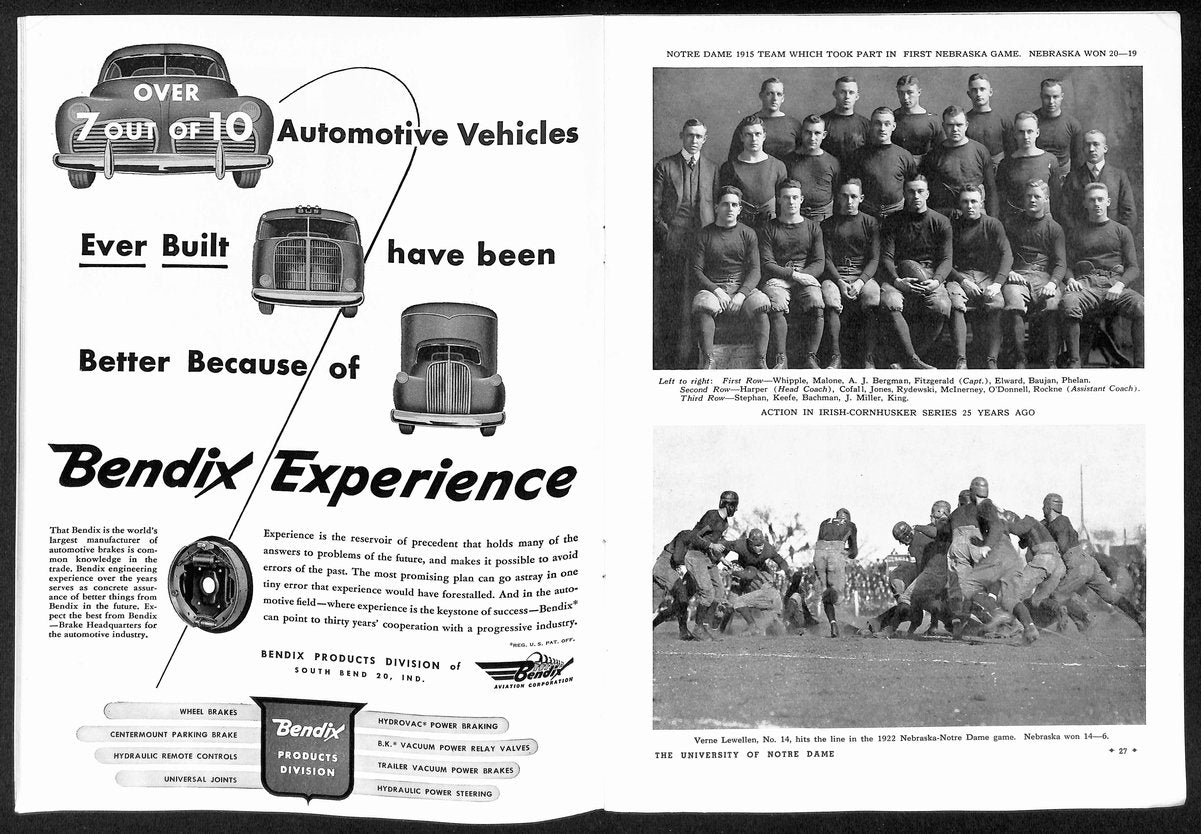 1947 Nebraska vs Notre Dame Vintage College Football Game Program 194595