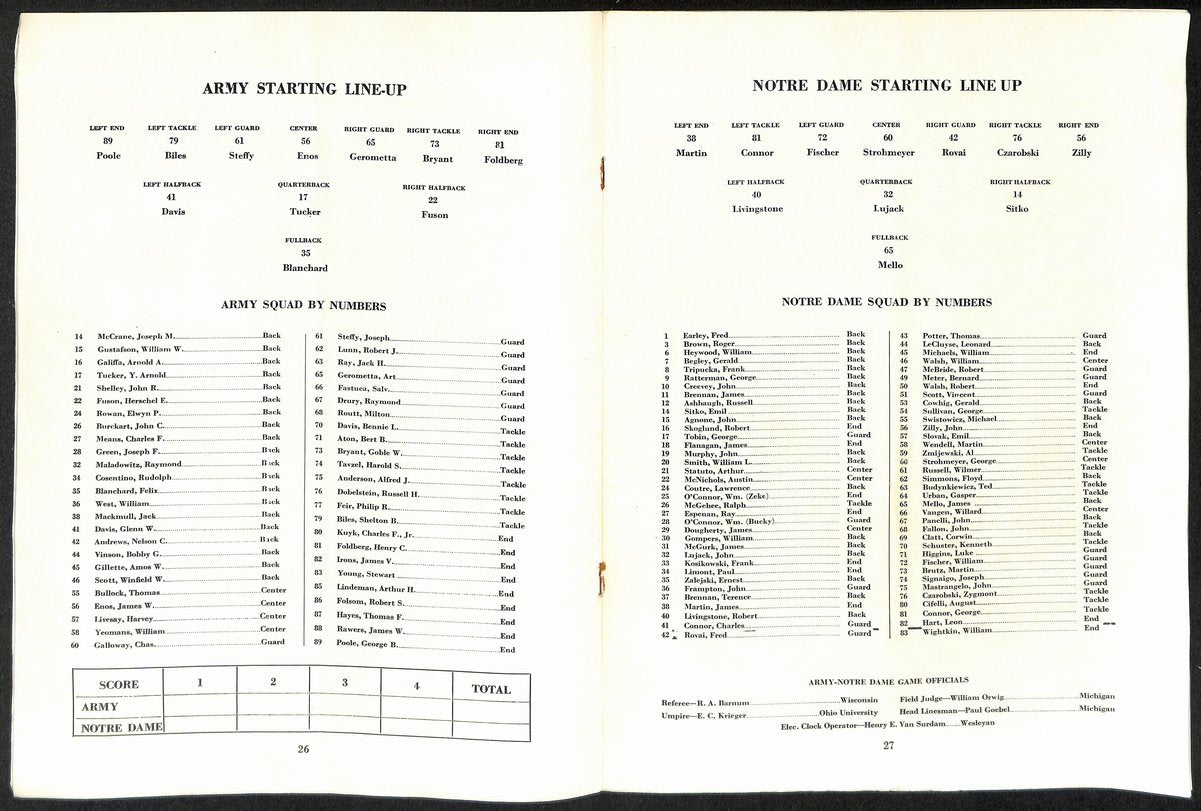 1946 Army vs Notre Dame Vintage College Football Game Program 194598
