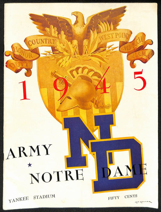 1945 Army vs Notre Dame Vintage College Football Game Program 194599