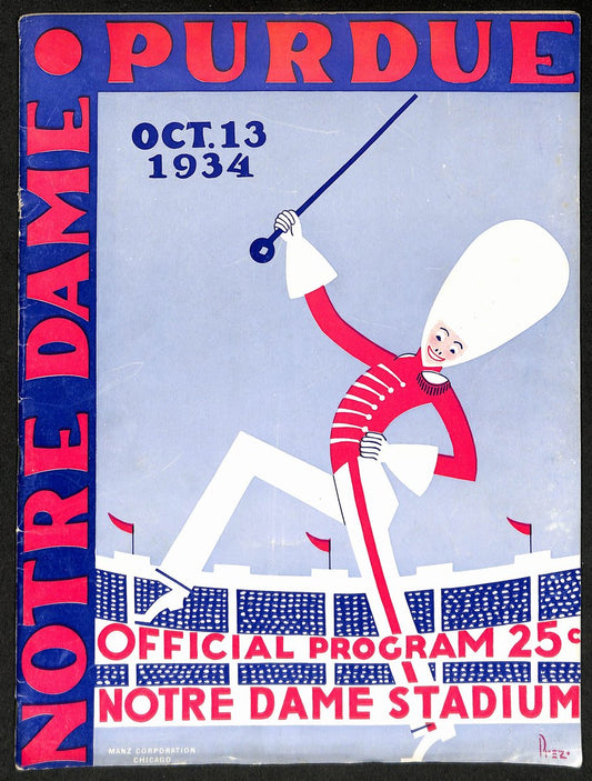 1934 Purdue vs Notre Dame Vintage College Football Game Program 194602