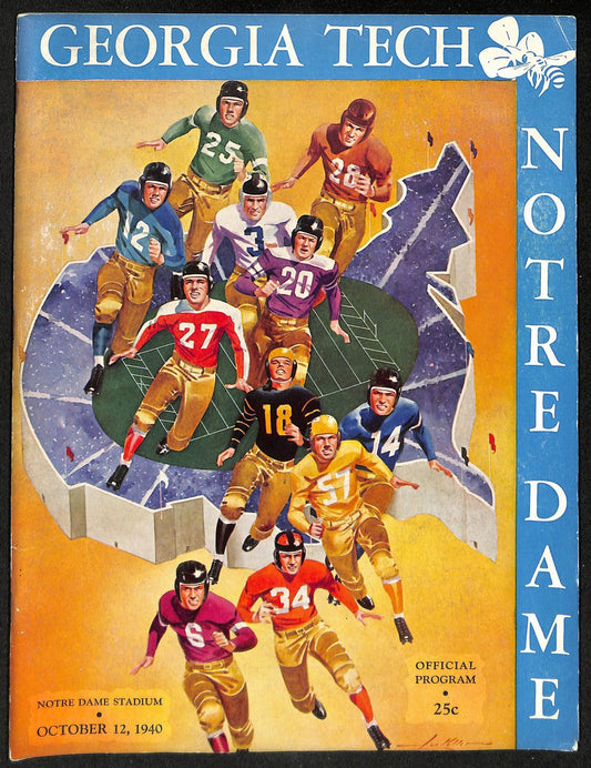 1940 Georgia Tech vs Notre Dame Vintage College Football Game Program 194608