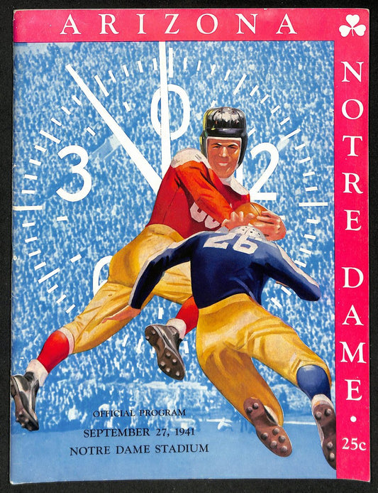 1941 Arizona vs Notre Dame Vintage College Football Game Program 194611