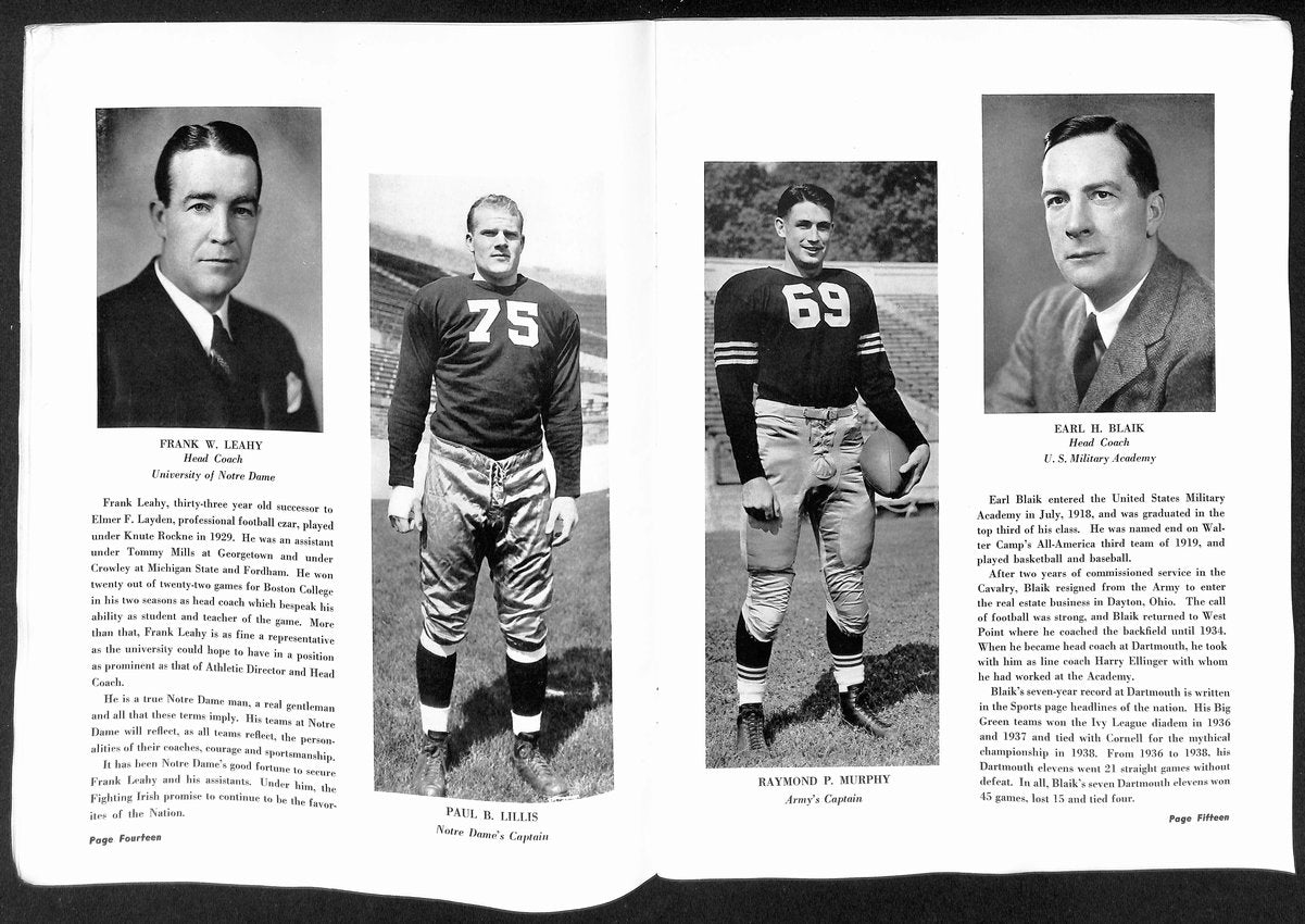 1941 Army vs Notre Dame Vintage College Football Game Program 194613