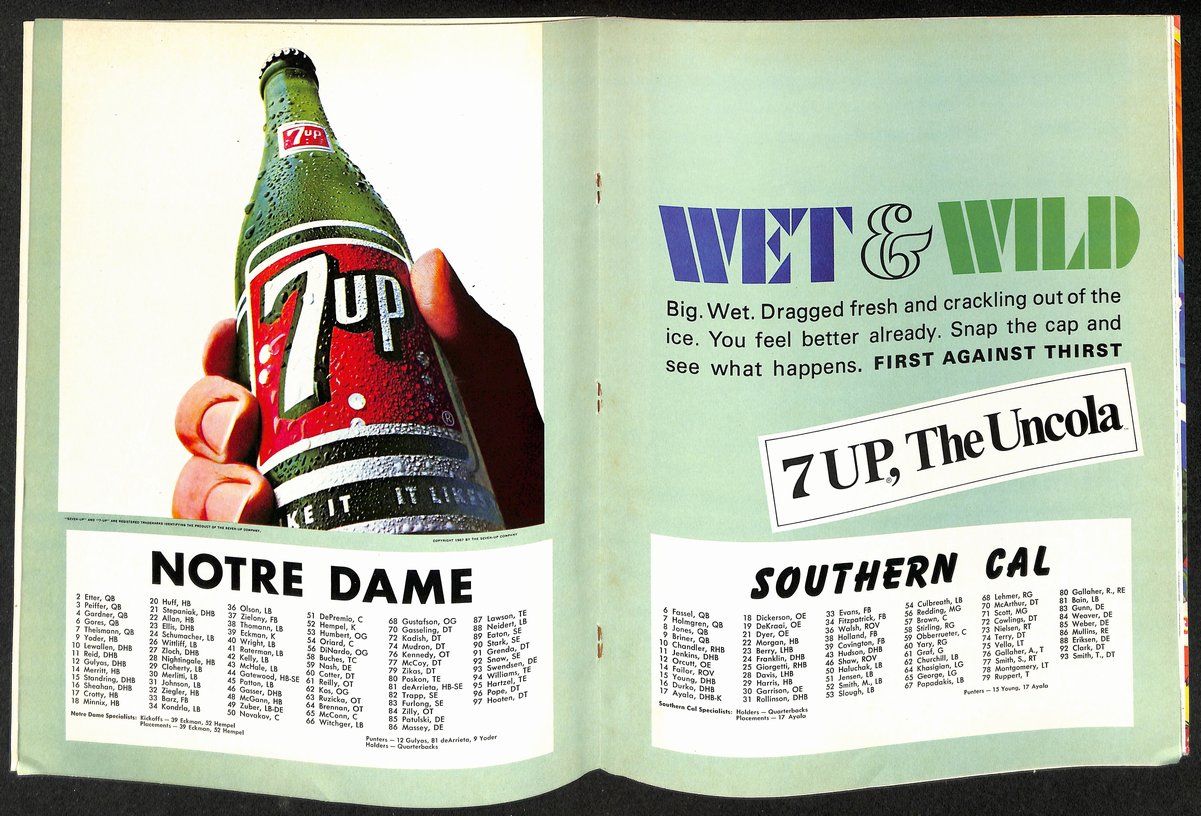 1969 Southern Cal vs Notre Dame Vintage College Football Game Program 196708