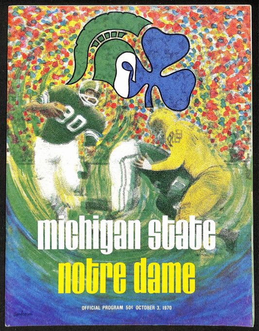 1970 Michigan State vs Notre Dame Vintage College Football Game Program 196717