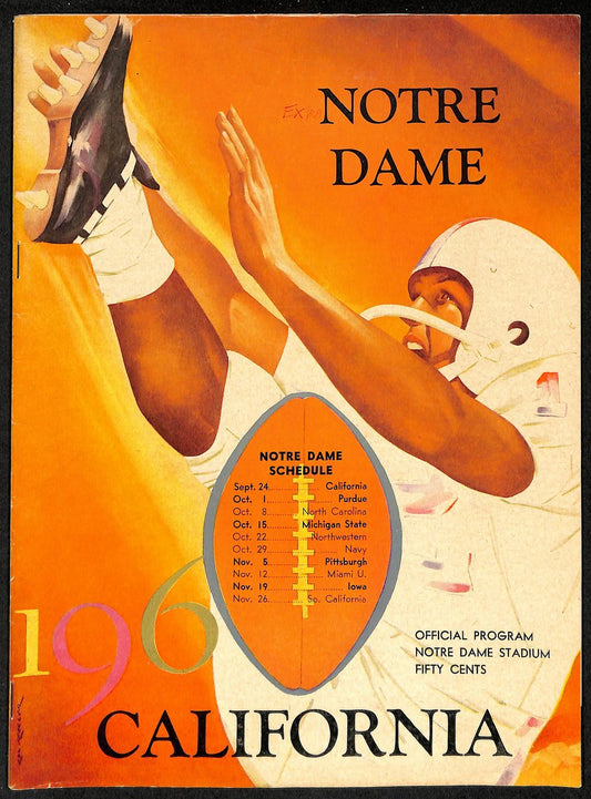 1960 California vs Notre Dame Vintage College Football Game Program 196431