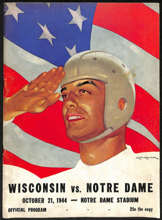1944 Wisconsin vs Notre Dame Vintage College Football Game Program 196432