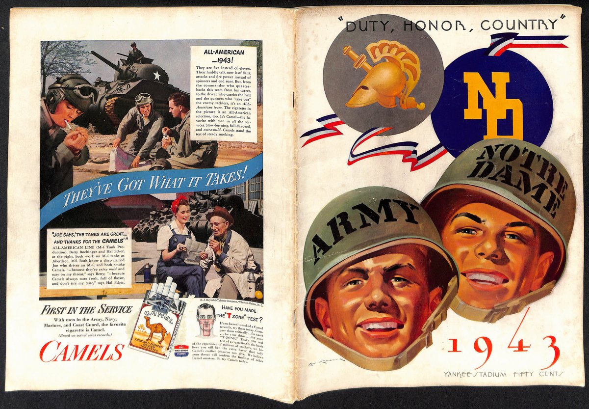 1943 Army vs Notre Dame Vintage College Football Program 196435