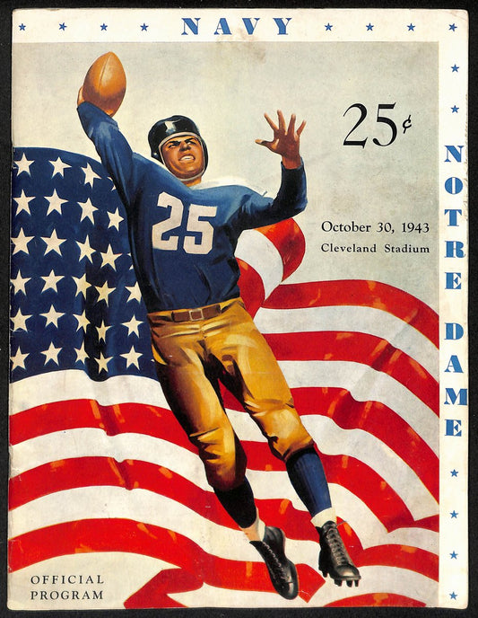 1943 Navy vs Notre Dame Vintage College Football Program 196436