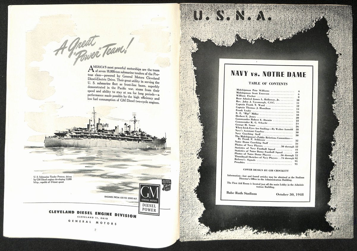 1948 Navy vs Notre Dame  Vintage College Football Program 196445