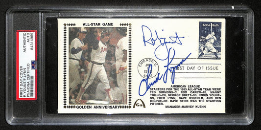 Robin Yount HOF/Fred Lynn Signed/Inscr 1983 FDC First Day Cover PSA/DNA 197061