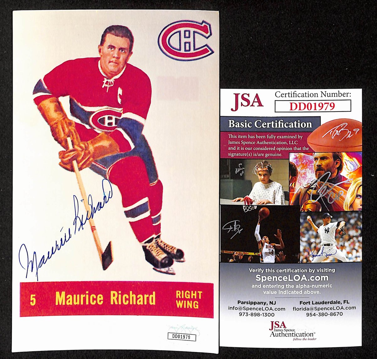 Maurice Richard HOF Signed/Auto 4x6.5 Photo Montreal Canadiens JSA 197071