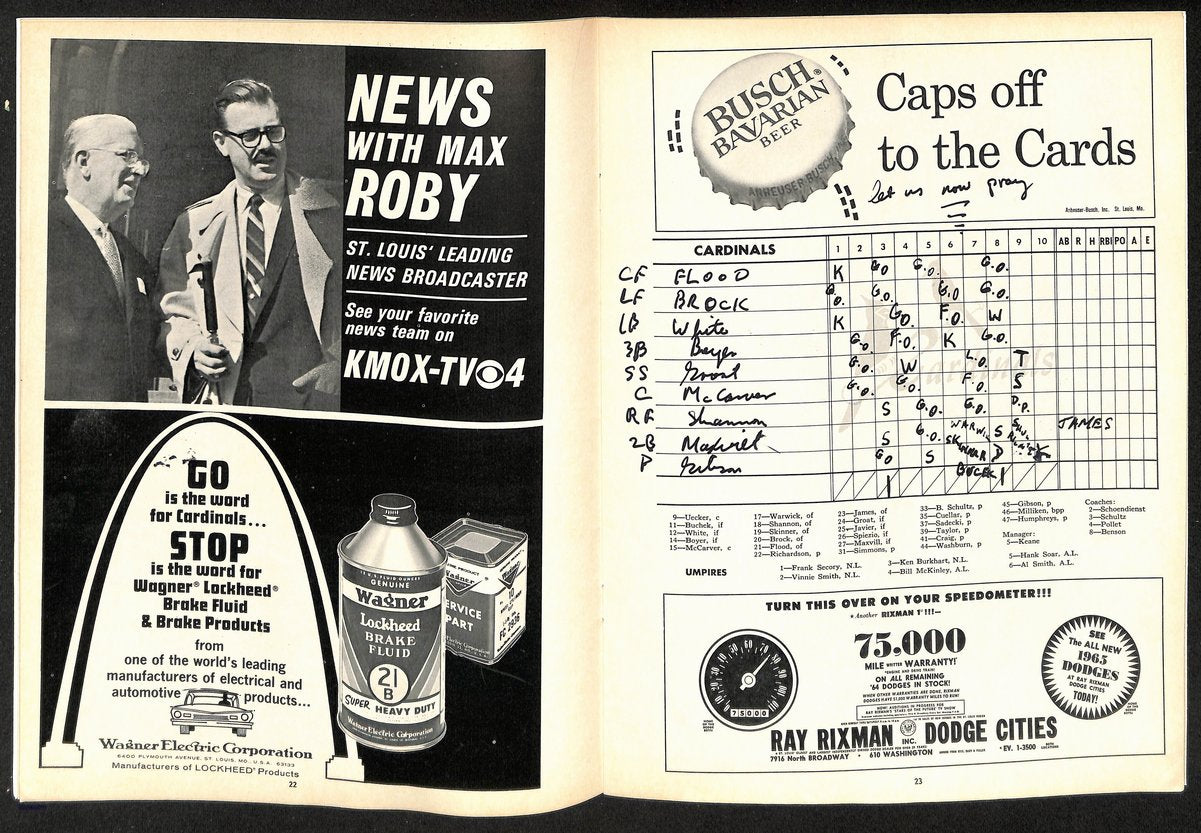 1964 World Series Program Cardinals vs. Yankees at Busch Stadium 197072