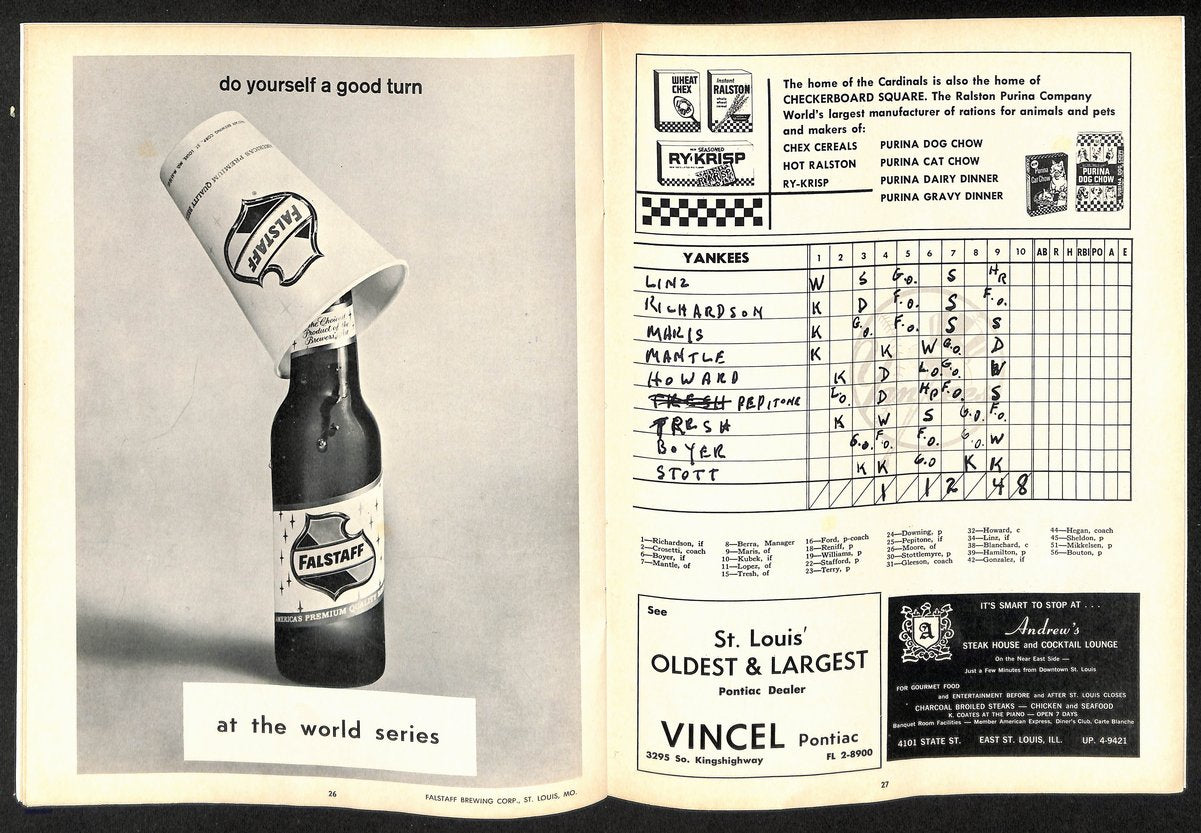 1964 World Series Program Cardinals vs. Yankees at Busch Stadium 197072