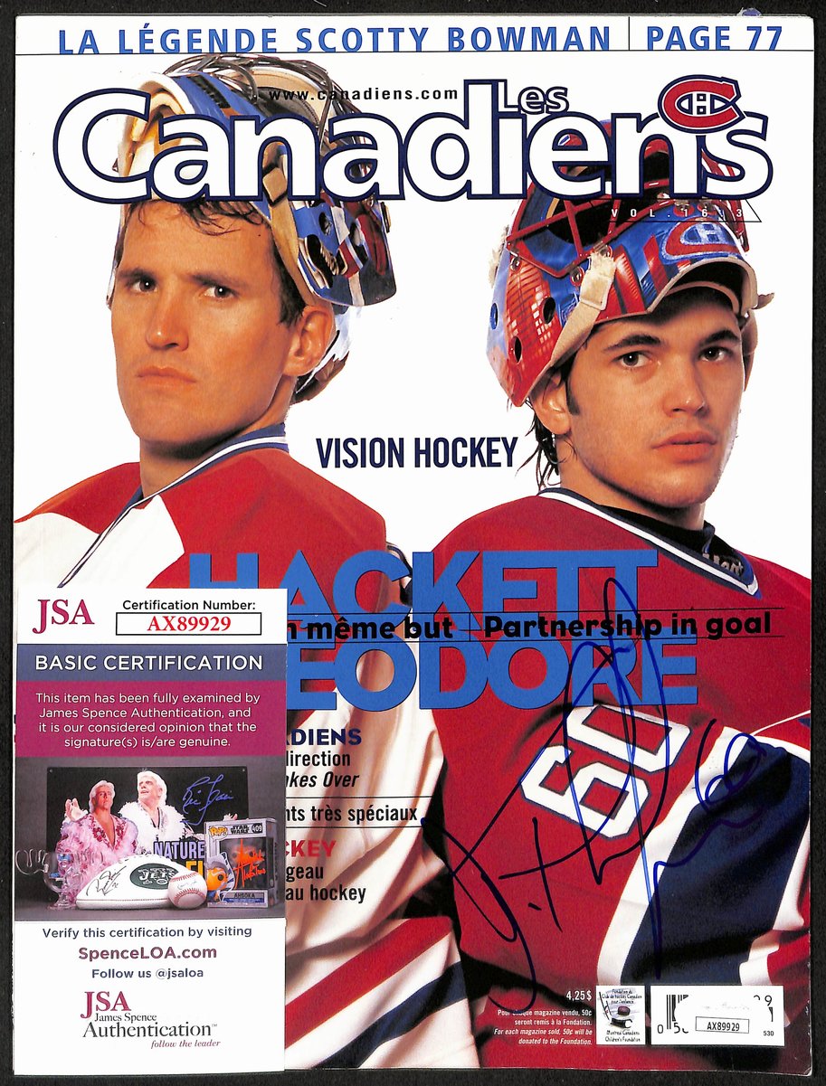 Jose Theodore Montreal Canadiens Signed Les Canadiens Magazine JSA 197134