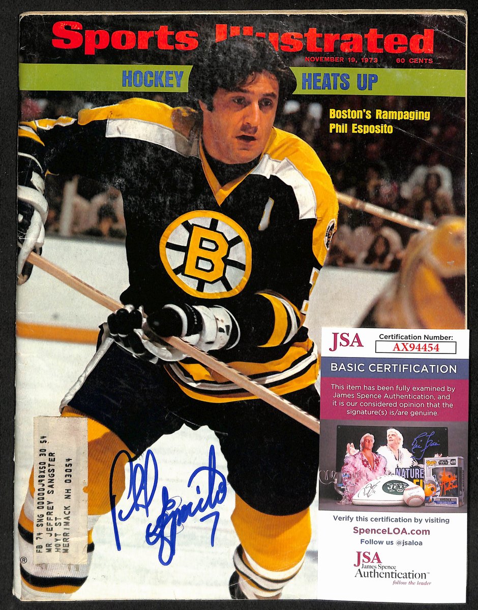 Phil Esposito HOF Boston Bruins Signed 11/19/73 Sports Illustrated  JSA 197141