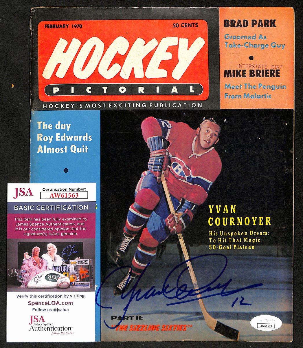 Yvan Cournoyer Montreal Canadiens Signed 1964 Hockey Pictorial JSA 197144