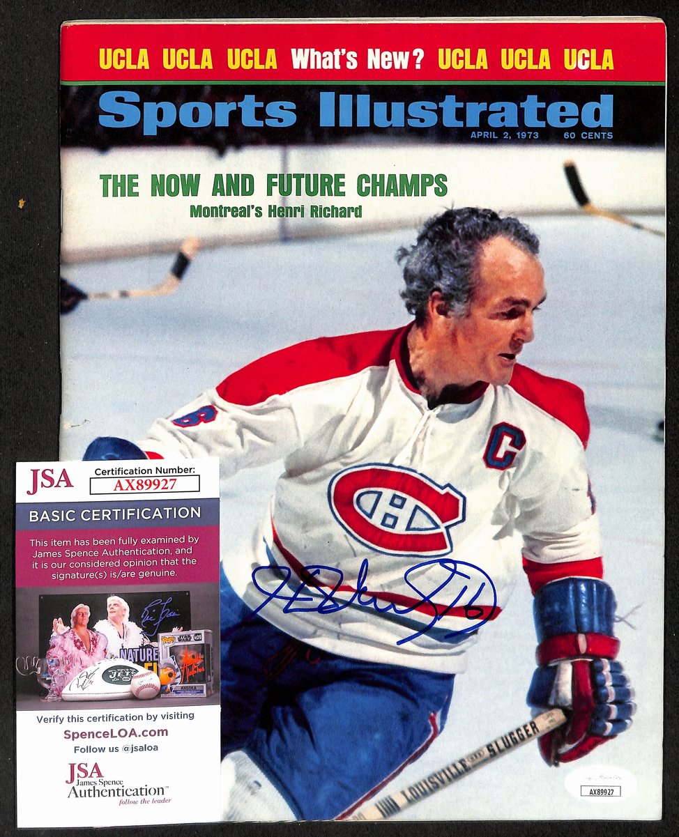 Henri Richard Montreal Canadiens Signed 1973 Sports Illustrated JSA 197145