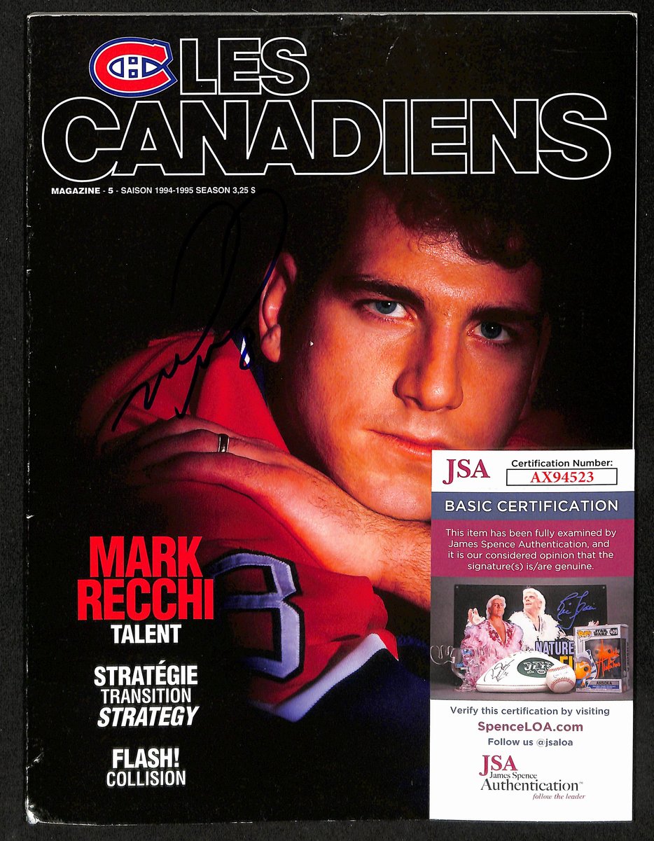 Mark Recchi Montreal Canadiens Signed 1994-95 Les Canadiens Magazine JSA 197157