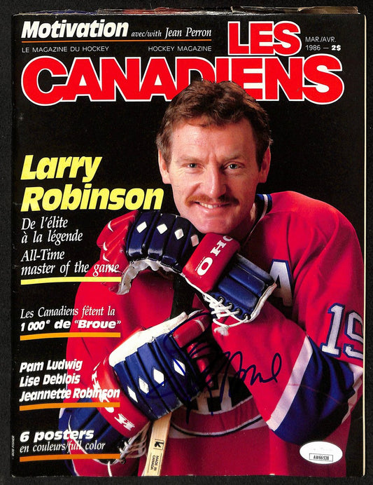 Larry Robinson Montreal Canadiens Signed 1986 Les Canadiens Magazine JSA 197159
