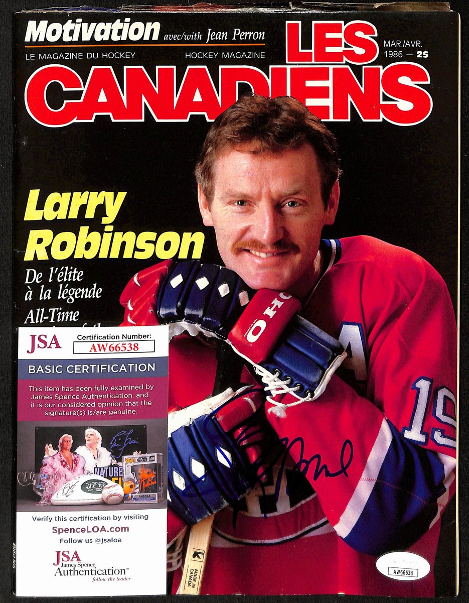 Larry Robinson Montreal Canadiens Signed 1986 Les Canadiens Magazine JSA 197159
