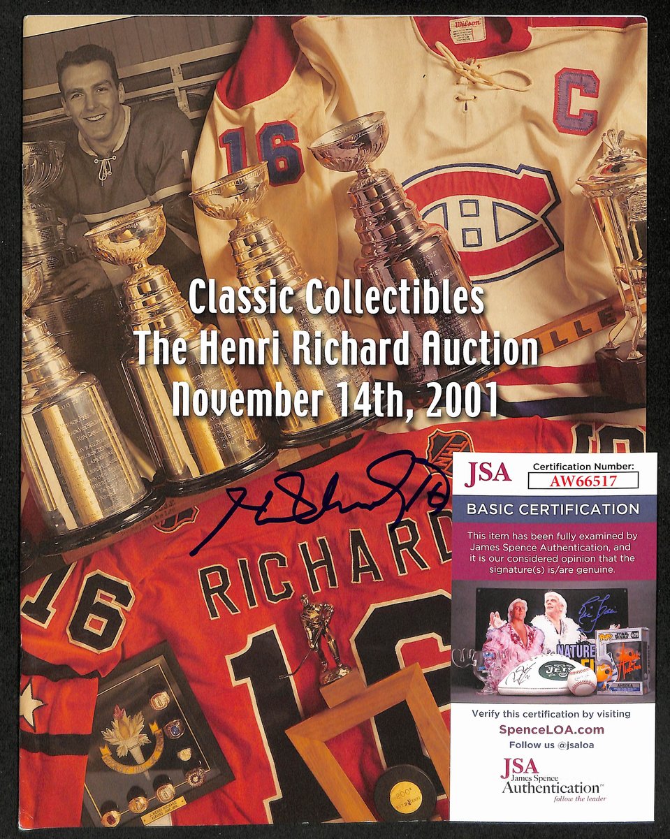 Henri Richard Montreal Canadiens Signed 2001 Richard Auction Magazine JSA 197162