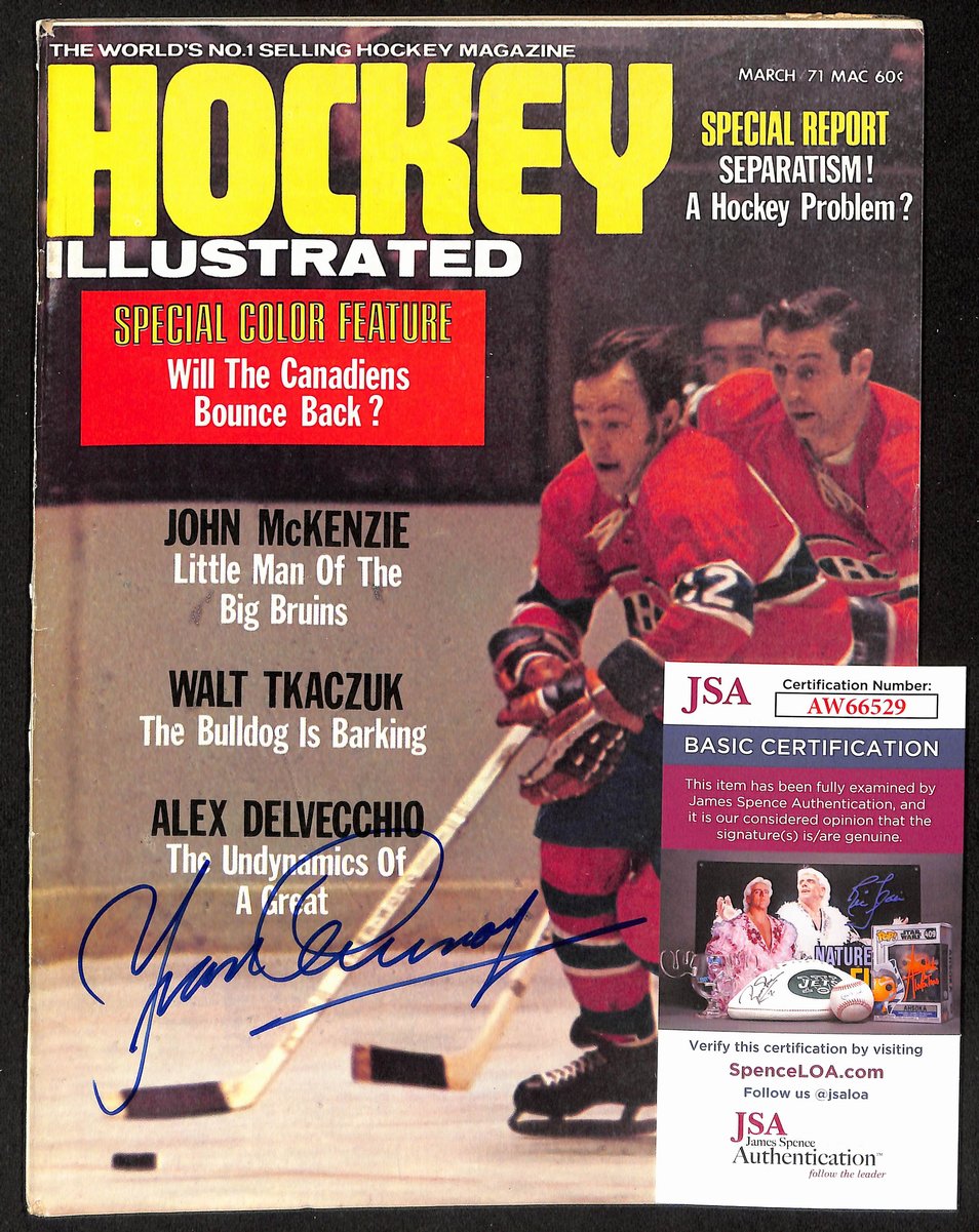 Yvan Cournoyer Montreal Canadiens Signed March1971 Hockey Illustrated JSA 197163
