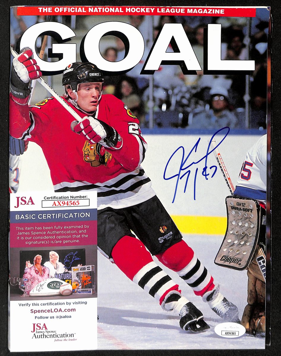 Jeremy Roenick Chicago Blackhawks Signed Goal Magazine JSA 197164