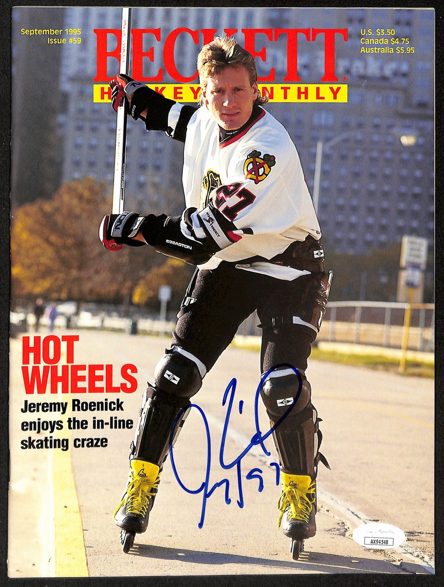 Jeremy Roenick Chicago Blackhawks Signed 1995 Beckett Monthly JSA 197165