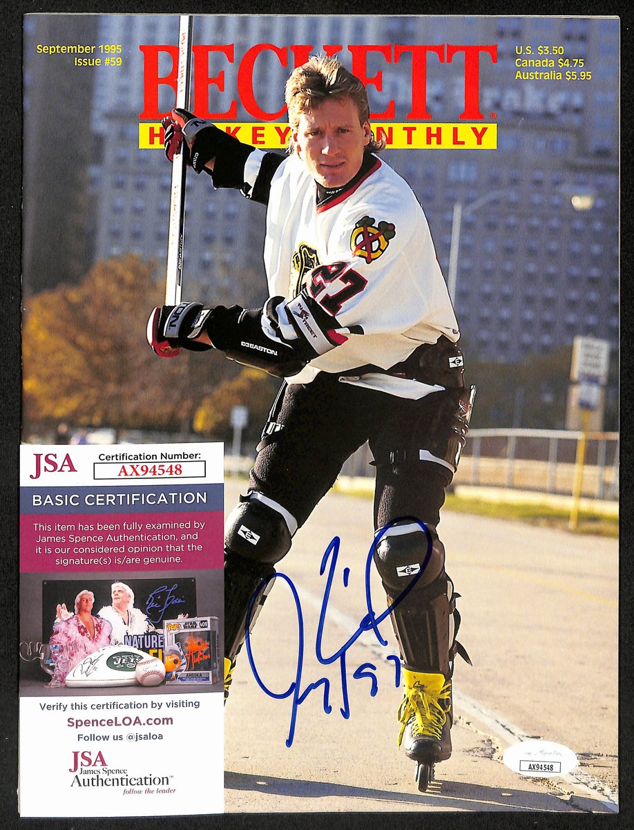 Jeremy Roenick Chicago Blackhawks Signed 1995 Beckett Monthly JSA 197165