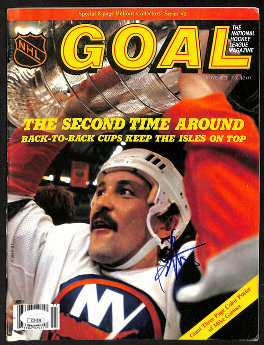 Bryan Trottier NY Islanders Signed  November 1981 Goal Magazine JSA 197169