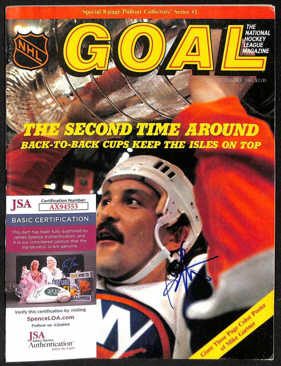 Bryan Trottier NY Islanders Signed  November 1981 Goal Magazine JSA 197169